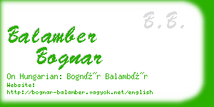 balamber bognar business card